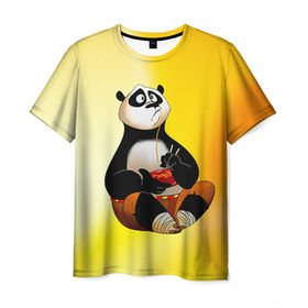 Мужская футболка 3D с принтом Кунг фу панда в Новосибирске, 100% полиэфир | прямой крой, круглый вырез горловины, длина до линии бедер | Тематика изображения на принте: kung fu | kung fu panda | panda | кунг фу | кунг фу панда | кунгфу | панда. кунг фу | по
