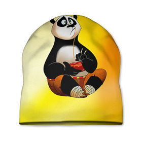 Шапка 3D с принтом Кунг фу панда в Новосибирске, 100% полиэстер | универсальный размер, печать по всей поверхности изделия | kung fu | kung fu panda | panda | кунг фу | кунг фу панда | кунгфу | панда. кунг фу | по