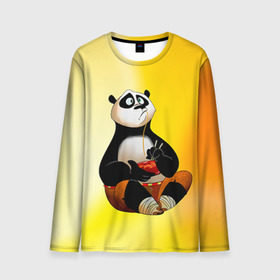 Мужской лонгслив 3D с принтом Кунг фу панда в Новосибирске, 100% полиэстер | длинные рукава, круглый вырез горловины, полуприлегающий силуэт | kung fu | kung fu panda | panda | кунг фу | кунг фу панда | кунгфу | панда. кунг фу | по