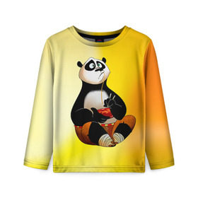 Детский лонгслив 3D с принтом Кунг фу панда в Новосибирске, 100% полиэстер | длинные рукава, круглый вырез горловины, полуприлегающий силуэт
 | kung fu | kung fu panda | panda | кунг фу | кунг фу панда | кунгфу | панда. кунг фу | по