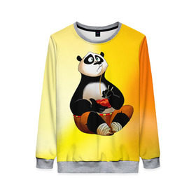 Женский свитшот 3D с принтом Кунг фу панда в Новосибирске, 100% полиэстер с мягким внутренним слоем | круглый вырез горловины, мягкая резинка на манжетах и поясе, свободная посадка по фигуре | kung fu | kung fu panda | panda | кунг фу | кунг фу панда | кунгфу | панда. кунг фу | по