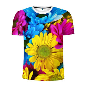 Мужская футболка 3D спортивная с принтом Цветы в Новосибирске, 100% полиэстер с улучшенными характеристиками | приталенный силуэт, круглая горловина, широкие плечи, сужается к линии бедра | природа | яркие