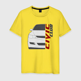 Мужская футболка хлопок с принтом Honda Civic Club в Новосибирске, 100% хлопок | прямой крой, круглый вырез горловины, длина до линии бедер, слегка спущенное плечо. | Тематика изображения на принте: civic | honda civic clubhonda