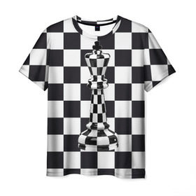 Мужская футболка 3D с принтом Ферзь в Новосибирске, 100% полиэфир | прямой крой, круглый вырез горловины, длина до линии бедер | клетки | ферзь | шахматная доска | шахматы