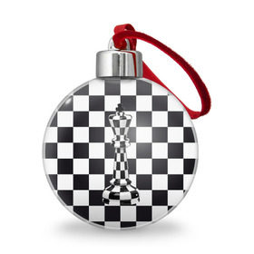 Ёлочный шар с принтом Ферзь в Новосибирске, Пластик | Диаметр: 77 мм | Тематика изображения на принте: клетки | ферзь | шахматная доска | шахматы