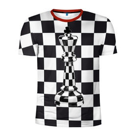 Мужская футболка 3D спортивная с принтом Ферзь в Новосибирске, 100% полиэстер с улучшенными характеристиками | приталенный силуэт, круглая горловина, широкие плечи, сужается к линии бедра | клетки | ферзь | шахматная доска | шахматы