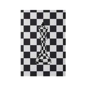 Обложка для паспорта матовая кожа с принтом Ферзь в Новосибирске, натуральная матовая кожа | размер 19,3 х 13,7 см; прозрачные пластиковые крепления | Тематика изображения на принте: клетки | ферзь | шахматная доска | шахматы