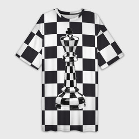 Платье-футболка 3D с принтом Ферзь в Новосибирске,  |  | клетки | ферзь | шахматная доска | шахматы