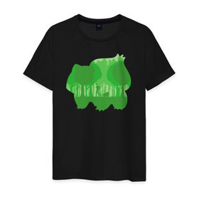 Мужская футболка хлопок с принтом Зеленый Покемон бульбазавр в Новосибирске, 100% хлопок | прямой крой, круглый вырез горловины, длина до линии бедер, слегка спущенное плечо. | покемон