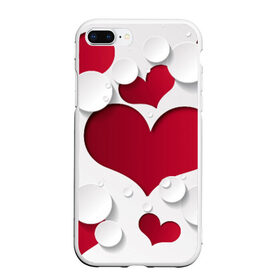 Чехол для iPhone 7Plus/8 Plus матовый с принтом Сердца в Новосибирске, Силикон | Область печати: задняя сторона чехла, без боковых панелей | любовь | орнамент | праздник | сердца