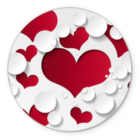 Коврик круглый с принтом Сердца в Новосибирске, резина и полиэстер | круглая форма, изображение наносится на всю лицевую часть | Тематика изображения на принте: любовь | орнамент | праздник | сердца