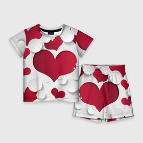 Детский костюм с шортами 3D с принтом Сердца в Новосибирске,  |  | любовь | орнамент | праздник | сердца