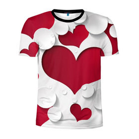 Мужская футболка 3D спортивная с принтом Сердца в Новосибирске, 100% полиэстер с улучшенными характеристиками | приталенный силуэт, круглая горловина, широкие плечи, сужается к линии бедра | любовь | орнамент | праздник | сердца