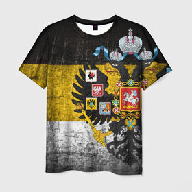 Мужская футболка 3D с принтом Имперский флаг в Новосибирске, 100% полиэфир | прямой крой, круглый вырез горловины, длина до линии бедер | Тематика изображения на принте: русь