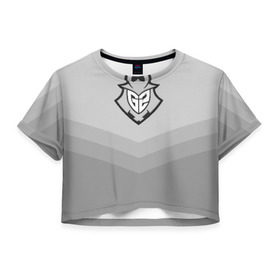 Женская футболка 3D укороченная с принтом G2 eSports в Новосибирске, 100% полиэстер | круглая горловина, длина футболки до линии талии, рукава с отворотами | csgo | cyber | esports | g2 | team | г2 | ксго