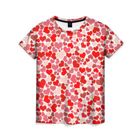 Женская футболка 3D с принтом Сердца, любовь, орнамент, праз в Новосибирске, 100% полиэфир ( синтетическое хлопкоподобное полотно) | прямой крой, круглый вырез горловины, длина до линии бедер | любовь | орнамент | праздник | сердца