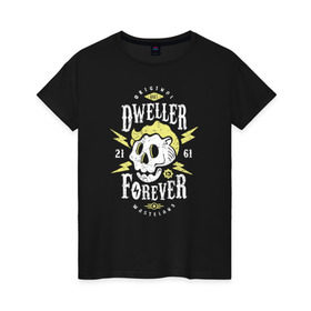 Женская футболка хлопок с принтом Dweller Forever в Новосибирске, 100% хлопок | прямой крой, круглый вырез горловины, длина до линии бедер, слегка спущенное плечо | boy | fallout | pip | vault | убежище | фаллаут