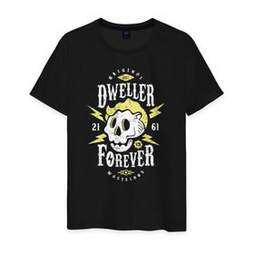 Мужская футболка хлопок с принтом Dweller Forever в Новосибирске, 100% хлопок | прямой крой, круглый вырез горловины, длина до линии бедер, слегка спущенное плечо. | Тематика изображения на принте: boy | fallout | pip | vault | убежище | фаллаут