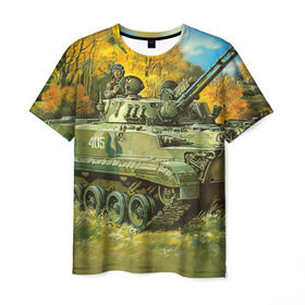 Мужская футболка 3D с принтом Военная техника в Новосибирске, 100% полиэфир | прямой крой, круглый вырез горловины, длина до линии бедер | tank | танки