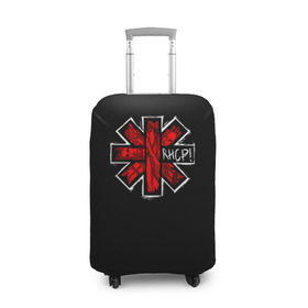 Чехол для чемодана 3D с принтом Red Hot Chili Peppers в Новосибирске, 86% полиэфир, 14% спандекс | двустороннее нанесение принта, прорези для ручек и колес | chili | heavy | hot | metal | peppers | red | rhcp | rock | trash | кидис | метал | рок | хеви | энтони