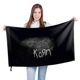 Флаг 3D с принтом KoЯn в Новосибирске, 100% полиэстер | плотность ткани — 95 г/м2, размер — 67 х 109 см. Принт наносится с одной стороны | korn | metal | rock | группы | корн | метал | рок