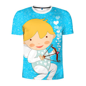 Мужская футболка 3D спортивная с принтом Ангел мальчик в Новосибирске, 100% полиэстер с улучшенными характеристиками | приталенный силуэт, круглая горловина, широкие плечи, сужается к линии бедра | angel | love | valentine | ангел | валентина | валентинка | любовь | святого