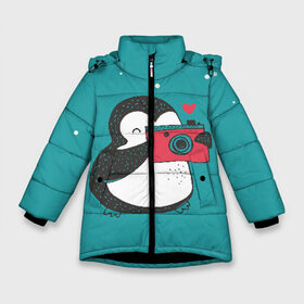 Зимняя куртка для девочек 3D с принтом Пингвин с фотоаппаратом в Новосибирске, ткань верха — 100% полиэстер; подклад — 100% полиэстер, утеплитель — 100% полиэстер. | длина ниже бедра, удлиненная спинка, воротник стойка и отстегивающийся капюшон. Есть боковые карманы с листочкой на кнопках, утяжки по низу изделия и внутренний карман на молнии. 

Предусмотрены светоотражающий принт на спинке, радужный светоотражающий элемент на пуллере молнии и на резинке для утяжки. | 14 февраля | влюбленные | девушка | день святого валентина | любовь | пара | парень