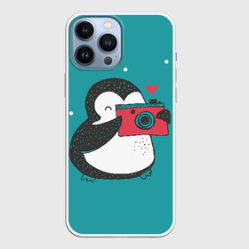 Чехол для iPhone 13 Pro Max с принтом Пингвин с фотоаппаратом в Новосибирске,  |  | Тематика изображения на принте: 14 февраля | влюбленные | девушка | день святого валентина | любовь | пара | парень