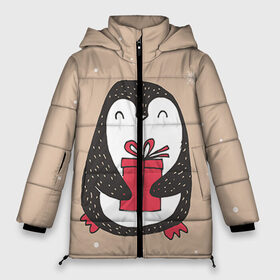 Женская зимняя куртка 3D с принтом Пингвин с подарком в Новосибирске, верх — 100% полиэстер; подкладка — 100% полиэстер; утеплитель — 100% полиэстер | длина ниже бедра, силуэт Оверсайз. Есть воротник-стойка, отстегивающийся капюшон и ветрозащитная планка. 

Боковые карманы с листочкой на кнопках и внутренний карман на молнии | пингвин