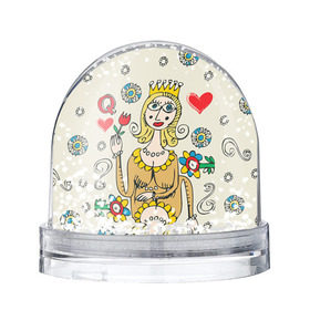 Водяной шар с принтом Червовая дама в Новосибирске, Пластик | Изображение внутри шара печатается на глянцевой фотобумаге с двух сторон | 14 февраля | love | влюбленные | карты | королева | король | лав | любовь | пара | парные | подарок