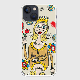Чехол для iPhone 13 mini с принтом Червовая дама в Новосибирске,  |  | 14 февраля | love | влюбленные | карты | королева | король | лав | любовь | пара | парные | подарок