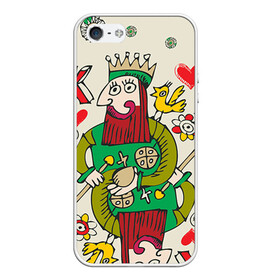 Чехол для iPhone 5/5S матовый с принтом Червовый король в Новосибирске, Силикон | Область печати: задняя сторона чехла, без боковых панелей | 14 февраля | love | влюбленные | карты | королева | король | лав | любовь | пара | парные | подарок