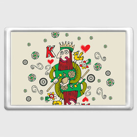 Магнит 45*70 с принтом Червовый король в Новосибирске, Пластик | Размер: 78*52 мм; Размер печати: 70*45 | 14 февраля | love | влюбленные | карты | королева | король | лав | любовь | пара | парные | подарок