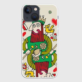 Чехол для iPhone 13 mini с принтом Червовый король в Новосибирске,  |  | 14 февраля | love | влюбленные | карты | королева | король | лав | любовь | пара | парные | подарок