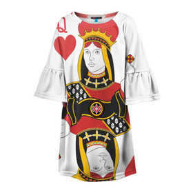 Детское платье 3D с принтом Дама в Новосибирске, 100% полиэстер | прямой силуэт, чуть расширенный к низу. Круглая горловина, на рукавах — воланы | 14 февраля | love | влюбленные | карты | королева | король | лав | любовь | пара | парные | подарок