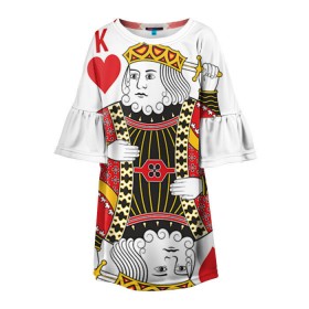 Детское платье 3D с принтом Король в Новосибирске, 100% полиэстер | прямой силуэт, чуть расширенный к низу. Круглая горловина, на рукавах — воланы | 14 февраля | love | влюбленные | карты | король | любовь | пара | парные