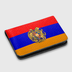 Картхолдер с принтом с принтом Герб и флаг Армении в Новосибирске, натуральная матовая кожа | размер 7,3 х 10 см; кардхолдер имеет 4 кармана для карт; | Тематика изображения на принте: armenia | армения | герб | флаг