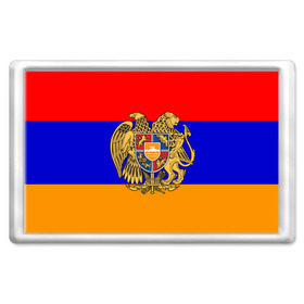 Магнит 45*70 с принтом Герб и флаг Армении в Новосибирске, Пластик | Размер: 78*52 мм; Размер печати: 70*45 | Тематика изображения на принте: armenia | армения | герб | флаг
