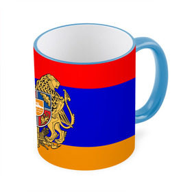 Кружка 3D с принтом Герб и флаг Армении в Новосибирске, керамика | ёмкость 330 мл | Тематика изображения на принте: armenia | армения | герб | флаг