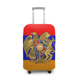 Чехол для чемодана 3D с принтом Герб и флаг Армении в Новосибирске, 86% полиэфир, 14% спандекс | двустороннее нанесение принта, прорези для ручек и колес | armenia | армения | герб | флаг