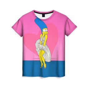 Женская футболка 3D с принтом Мардж в Новосибирске, 100% полиэфир ( синтетическое хлопкоподобное полотно) | прямой крой, круглый вырез горловины, длина до линии бедер | 14 февраля | love | влюбленные | лав | любовь | мардж | пара | парные | парные вещи | подарок | симпсон