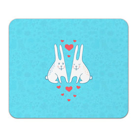 Коврик прямоугольный с принтом Зай и зая в Новосибирске, натуральный каучук | размер 230 х 185 мм; запечатка лицевой стороны | Тематика изображения на принте: 14 февраля | bear | love | teddy | валентин | влюбленный | зайчик | зая | заяц | любовь | милый | рисунок | сердечко | сердце