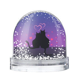 Снежный шар с принтом Котик и киска в Новосибирске, Пластик | Изображение внутри шара печатается на глянцевой фотобумаге с двух сторон | с котами