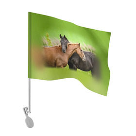 Флаг для автомобиля с принтом Лошади 2 в Новосибирске, 100% полиэстер | Размер: 30*21 см | horse | horseshoe | акварель | головалошади | грива | единорог | жеребец | животные | конь | лошадь | лошадьскрыльями | подкова | природа | рисуноккрасками