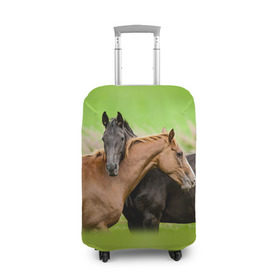 Чехол для чемодана 3D с принтом Лошади 2 в Новосибирске, 86% полиэфир, 14% спандекс | двустороннее нанесение принта, прорези для ручек и колес | horse | horseshoe | акварель | головалошади | грива | единорог | жеребец | животные | конь | лошадь | лошадьскрыльями | подкова | природа | рисуноккрасками