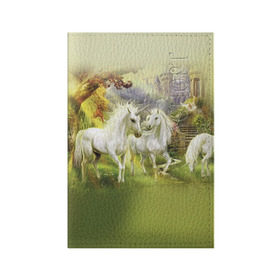 Обложка для паспорта матовая кожа с принтом Единороги в Новосибирске, натуральная матовая кожа | размер 19,3 х 13,7 см; прозрачные пластиковые крепления | Тематика изображения на принте: horse | horseshoe | акварель | головалошади | грива | единорог | жеребец | животные | конь | лошадь | лошадьскрыльями | подкова | природа | рисуноккрасками