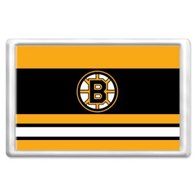 Магнит 45*70 с принтом Boston Bruins в Новосибирске, Пластик | Размер: 78*52 мм; Размер печати: 70*45 | Тематика изображения на принте: boston bruins | hockey | nhl | нхл | спорт | хоккей