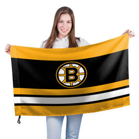 Флаг 3D с принтом Boston Bruins в Новосибирске, 100% полиэстер | плотность ткани — 95 г/м2, размер — 67 х 109 см. Принт наносится с одной стороны | boston bruins | hockey | nhl | нхл | спорт | хоккей