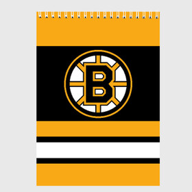 Скетчбук с принтом Boston Bruins в Новосибирске, 100% бумага
 | 48 листов, плотность листов — 100 г/м2, плотность картонной обложки — 250 г/м2. Листы скреплены сверху удобной пружинной спиралью | boston bruins | hockey | nhl | нхл | спорт | хоккей