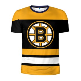 Мужская футболка 3D спортивная с принтом Boston Bruins в Новосибирске, 100% полиэстер с улучшенными характеристиками | приталенный силуэт, круглая горловина, широкие плечи, сужается к линии бедра | Тематика изображения на принте: boston bruins | hockey | nhl | нхл | спорт | хоккей